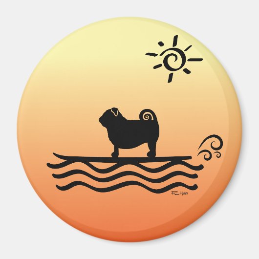 Pug Surf Magnet (Voorkant)