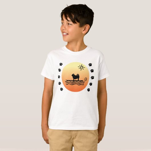 Pug Surf T-Shirt (Voorkant volledig)