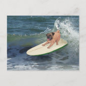Pug Surfer Briefkaart (Voorkant)