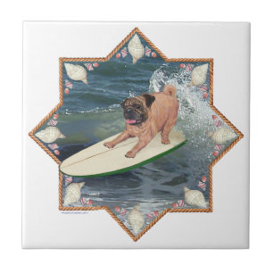 Pug Surfer Gozer Tegeltje