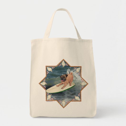 Pug Surfer Gozer Tote Bag (Voorkant)