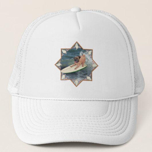 Pug Surfer Gozer Trucker Pet (Voorkant)