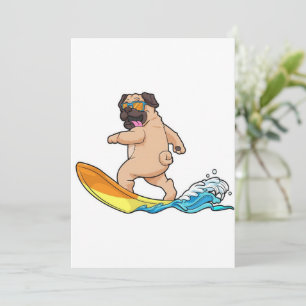Pug surfplankglazen voor insecten feestdagenkaart
