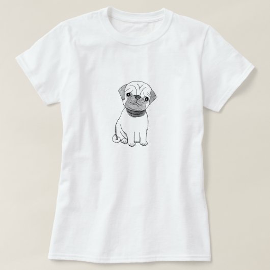Pug T-shirt Cute Pet Pug Puppy Dog Graphic T-shirt (Design voorkant)