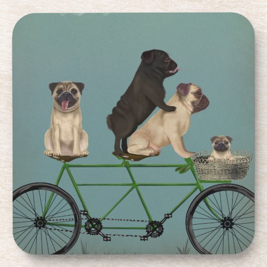 Pug Tandem Bier Onderzetter (Voorkant)