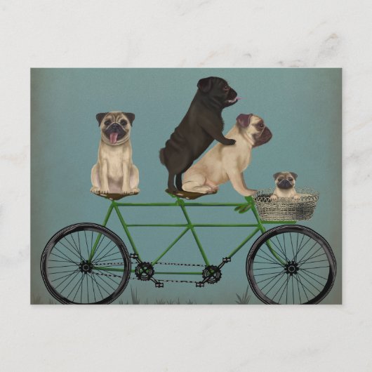 Pug Tandem Briefkaart (Voorkant)
