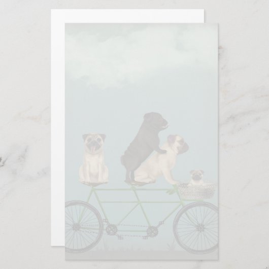Pug Tandem Briefpapier (Voorkant / Achterkant)