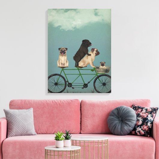 Pug Tandem Canvas Afdruk (Insitu (Woonkamer))