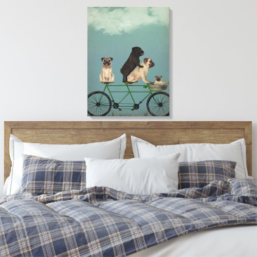 Pug Tandem Canvas Afdruk (Insitu (Slaapkamer))