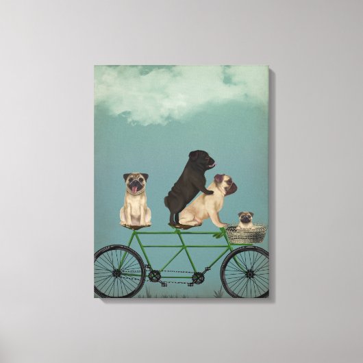 Pug Tandem Canvas Afdruk (Voorkant)
