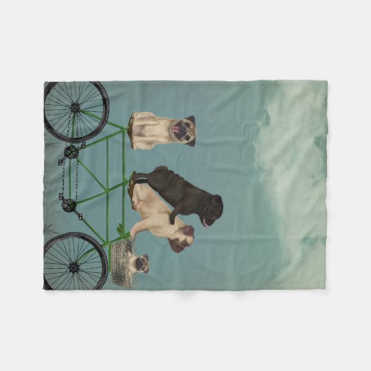 Pug Tandem Fleece Deken (Voorkant (Horizontaal))