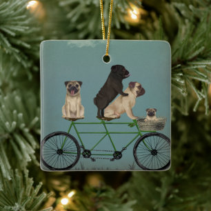Pug Tandem Keramisch Ornament