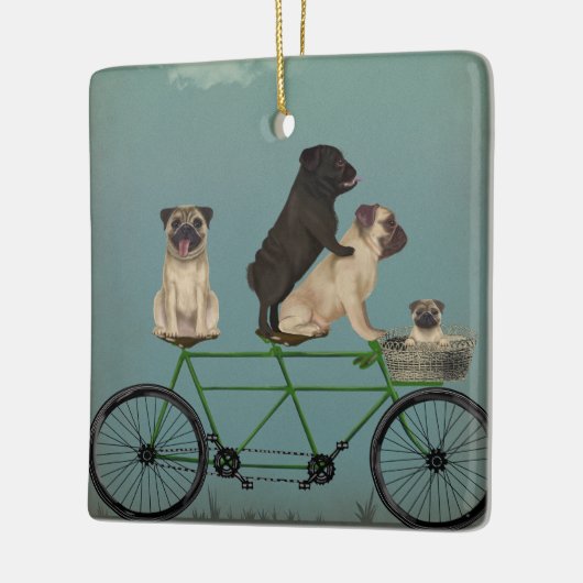 Pug Tandem Keramisch Ornament (Links)
