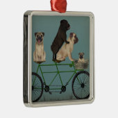 Pug Tandem Metalen Ornament (Rechts)