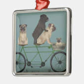 Pug Tandem Metalen Ornament (Links)