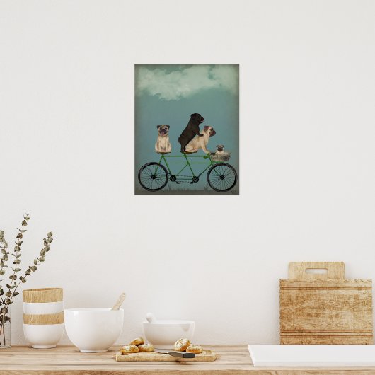 Pug Tandem Poster (Keuken)