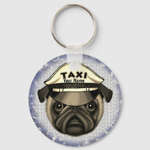 Pug Taxi aangepaste name Sleutelhanger