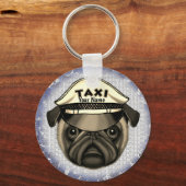 Pug Taxi aangepaste name Sleutelhanger (Voorkant)