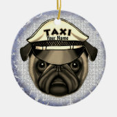 Pug Taxi Keramisch Ornament (Voorkant)