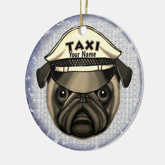 Pug Taxi Keramisch Ornament (Links)
