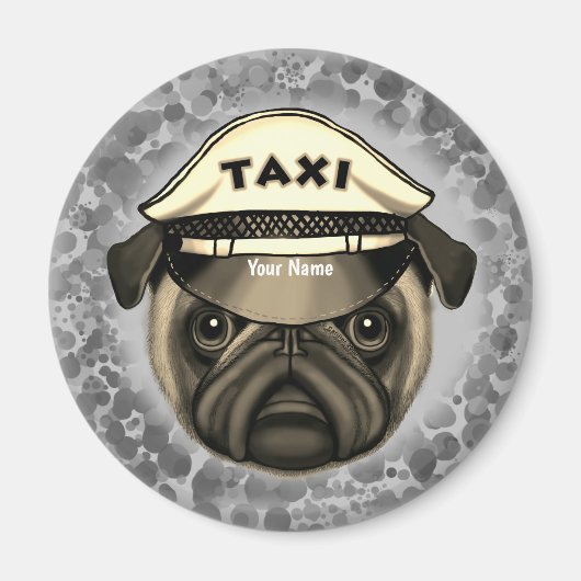 Pug Taxi Magneet (Voorkant)