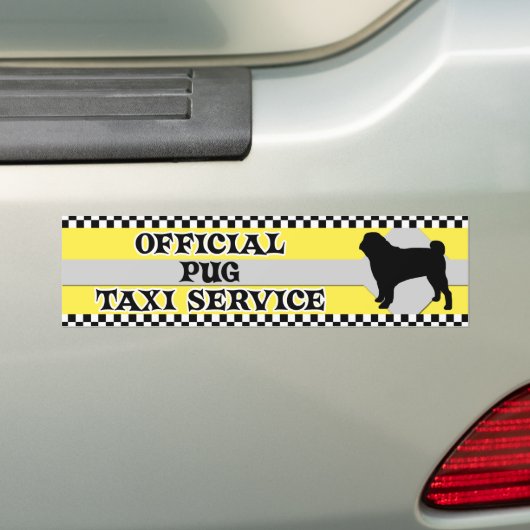 Pug Taxi Service Bumpersticker (Op auto)