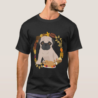 Pug Thanksgiving Krans - Gelukkig Thanksgiving Pug T-shirt