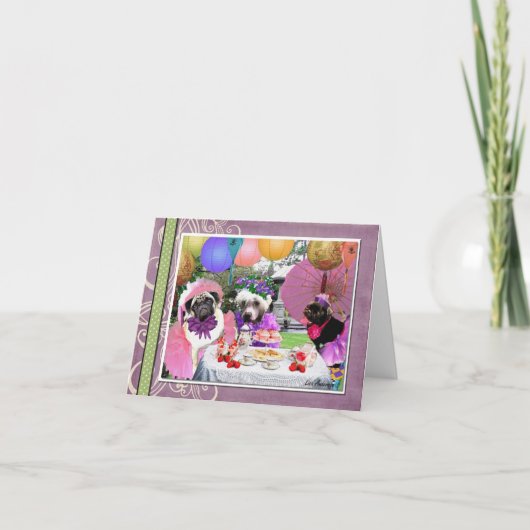 Pug Theekransje Kaart (Voorkant)