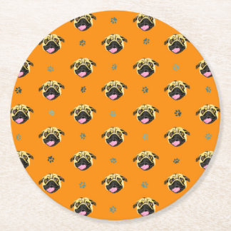 Pug Thema Feestje Papier Onderzetter Oranje