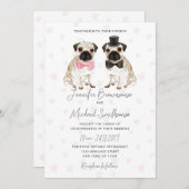 Pug thema poot hart hond bruiloft kaart (Voorkant / Achterkant)