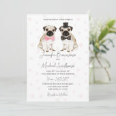 Pug thema poot hart hond trouwen kaart (Staand voorkant)