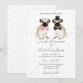 Pug thema poot hart hond trouwen kaart (Voorkant / Achterkant)