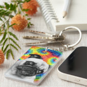 Pug Tie Dye Key Ring Sleutelhanger (Voorkant Rechts)