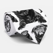 PUG    TieBlack Pug op White Stropdas (Opgerold)