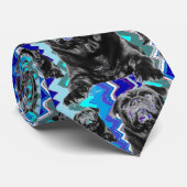 PUG TieBlack Pug/Rad Zag in blauw Stropdas (Opgerold)