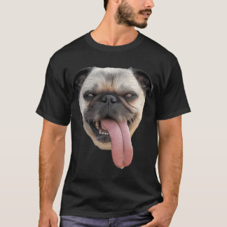 Pug Tong uit de bek hangend T-shirt