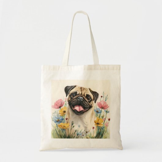 Pug Tote – Watercolor Tote Bag (Voorkant)