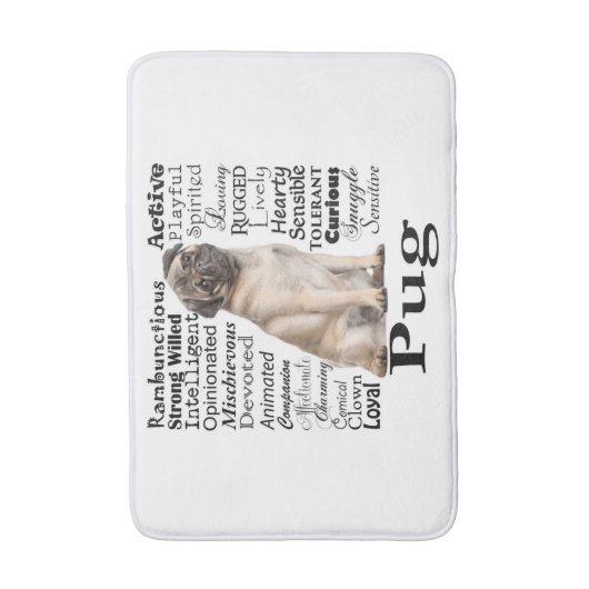 Pug Traits Bath Mat (Voorkant Verticaal)