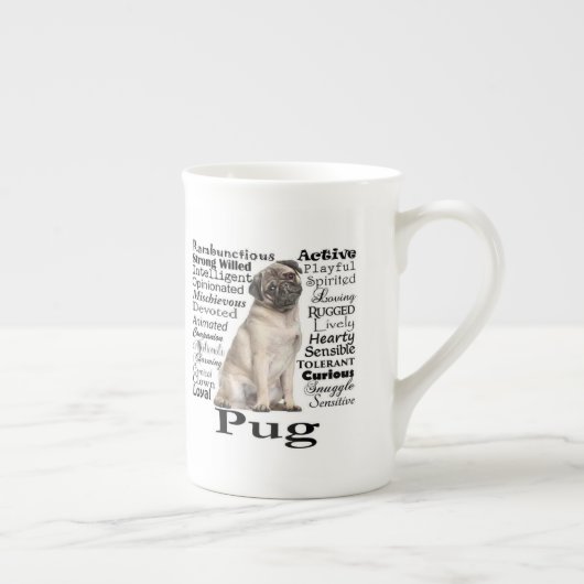 Pug Traits Bone China Mok (Rechts)