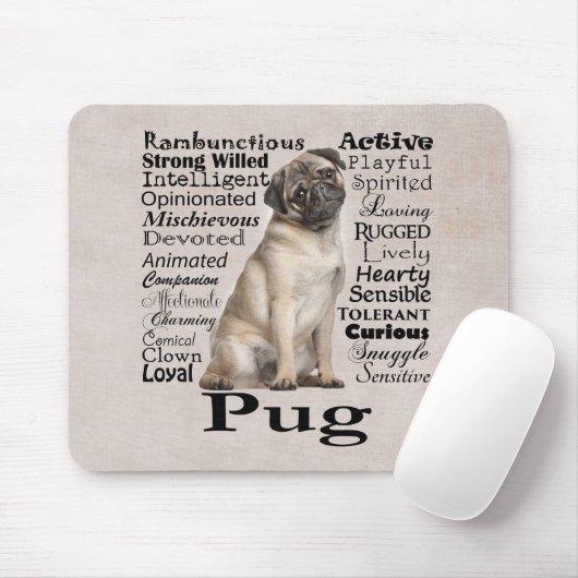 Pug Traits Mousepad Muismat (Met muis)