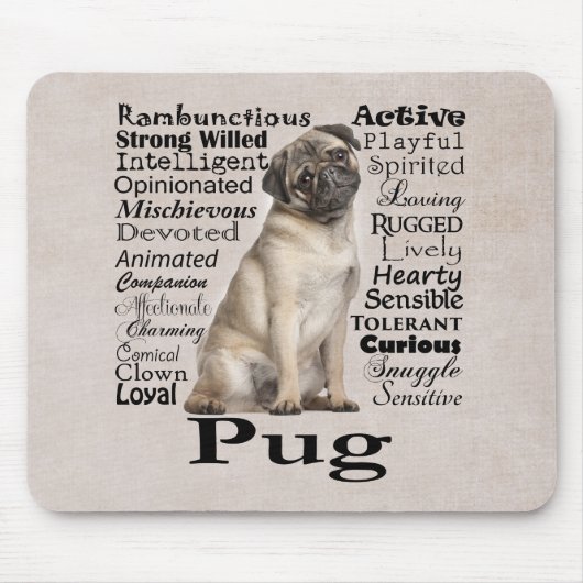 Pug Traits Mousepad Muismat (Voorkant)