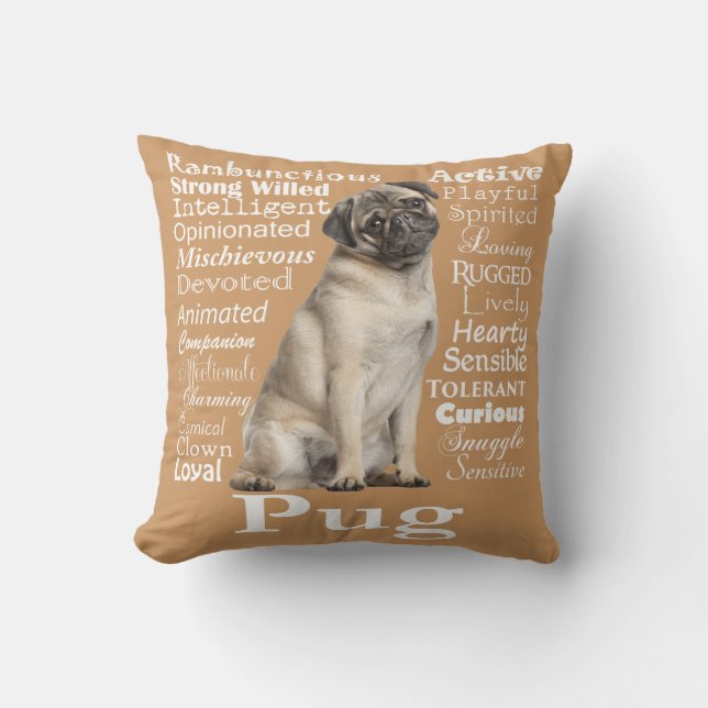 Pug Traits Pillow Kussen (Voorkant)