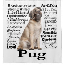 Pug Traits Shower Curtain Douchegordijn