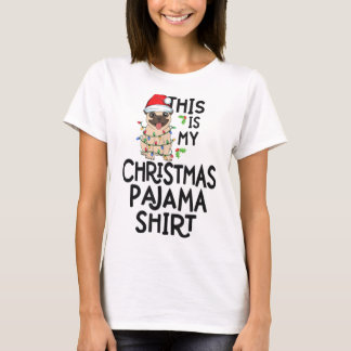 Pug Tree Lights Dog Xmas Dit is mijn kerstpaja T-shirt