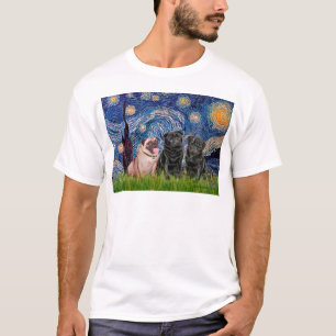 Pug Trio (1V,2R) - Sterrennacht T-shirt