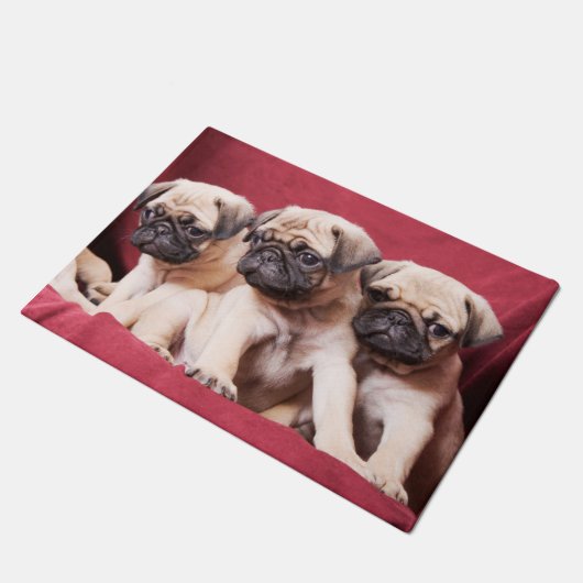 Pug Triplets Deurmat (Schuin)