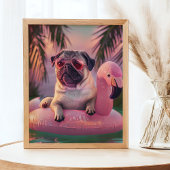 Pug Tropical Summer Vibes Pet Portrait Muurkunst Sets