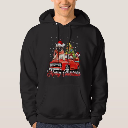 Pug Trucker Merry kerst Hoodie (Voorkant)