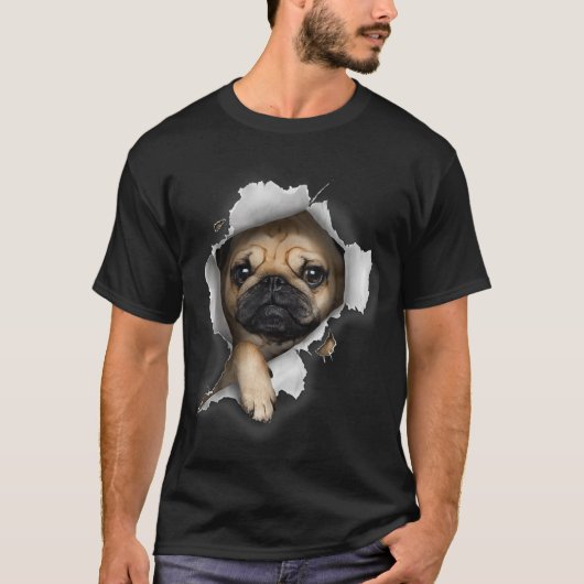 Pug Tshirt, Pug T, Cute Puppy, Pug Pullover (Voorkant)