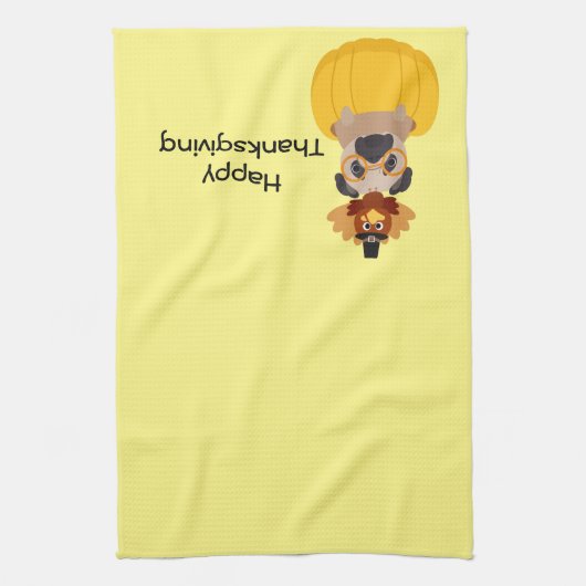 Pug Turkey Thanksgiving Theedoek (Verticaal)